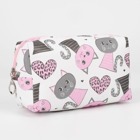 Cosmetic bag th Cat 18*7*10 the division with zip, pink