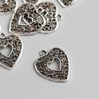 Decor art metal "Heart delicate" silver 2,3x2 cm