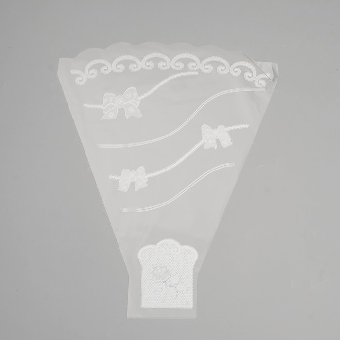 Пакет цветочный рюмка "Бант", белый, 30 х 40 см (50 шт)