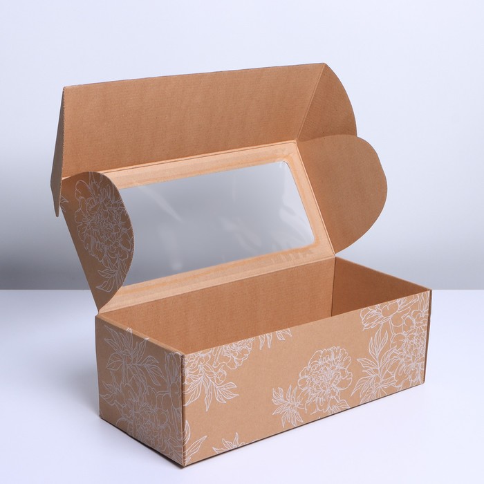 Коробка складная с PVC-окном «Цветы », 16 × 35 × 12 см - фото 798462567 Коробка складная с PVC-окном «Цветы », 16 × 35 × 12 см - фото 798462567