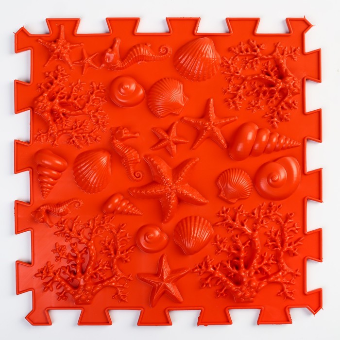 Детский массажный коврик 1 модуль «Морское дно», цвет красный