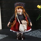 Кукла коллекционная керамика "Настенька в свитере и вязаной шапке с сумочкой" 30 см | Иконка | vlarni-land