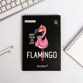 Скетчбук с черными листами "Flamingo", А5 40 л