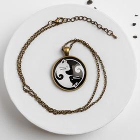 Pendant "Cat" Yin Yang, color white-black gold