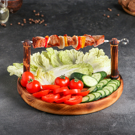 Блюдо для подачи шашлыка из натурального кедра Mаgistrо, 29×14,5 см, цвет молочный