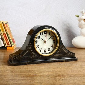 Часы настольные "Джуна", плавный ход, 35 х 18 см, корпус чёрный с золотом