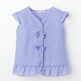 Блузка с короткими рукавами для девочки MINAKU, рост 92, цвет фиолетовый/белый