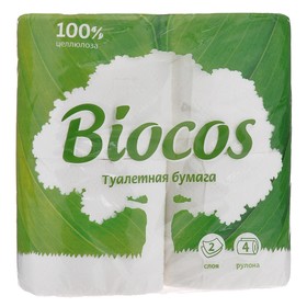 Туалетная бумага BioCos, 2 слоя, 4 рулона