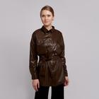 Рубашка женская MINAKU: Leather look, цвет коричневый, размер 48 Рубашка женская MINAKU: Leather look, цвет коричневый, размер 48