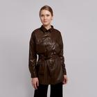 Рубашка женская MINAKU: Leather look, цвет коричневый, размер 50 Рубашка женская MINAKU: Leather look, цвет коричневый, размер 50