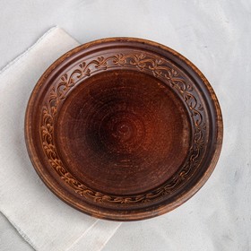 Тарелка "Для пасты", плоская, декор, красная глина, 24 см