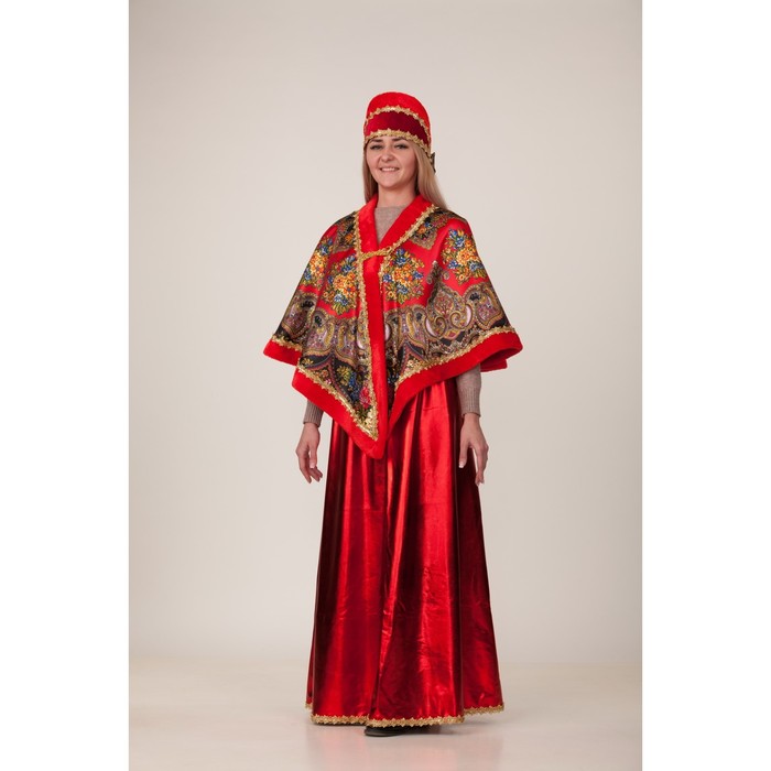 Карнавальный костюм «Масленица красная», накидка, головной убор, р. 48-50 - фото 969193