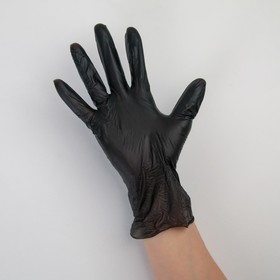 Перчатки виниловые A.D.M., размер L, 100 шт/уп, цвет чёрный