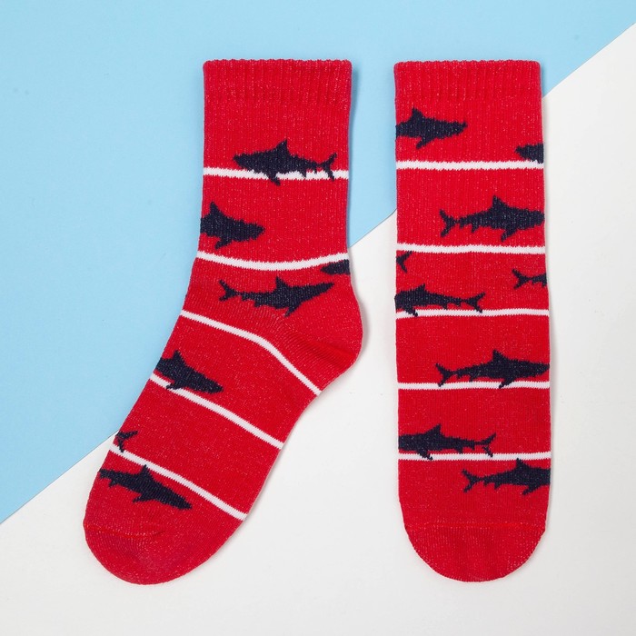 Носки детские KAFTAN «Акулы», размер 14-16, цвет красный - фото 1638597
