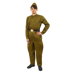 Костюм военного: гимнастёрка, брюки-галифе, ремень, пилотка, р. 56, рост 182 см