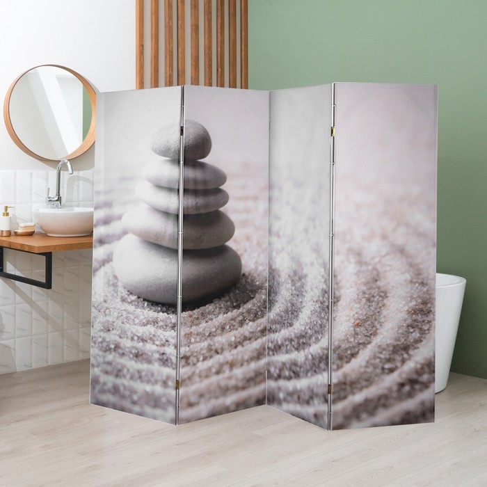 Ширма "Камни на песке", двухсторонняя, 200 × 160 см