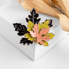 Брошь "Листья" три кленовых, цветная в золоте - фото 3100009