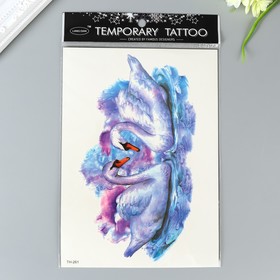 Татуировка на тело цветная "Лебеди" 21х15 см
