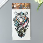 Татуировка на тело цветная "Тигр с бабочками" 20х10 см Татуировка на тело цветная "Тигр с бабочками" 20х10 см