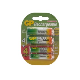 Комплект аккумуляторов GP, Ni-Mh, HR6-4BL, 1.2В, АА 2700 мАч, HR03-4BL, ААА 1000 мАч,8 шт 4857400