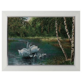 S200-30x40 Картина из гобелена "Стая белых лебедей у березок" (35х45) в Донецке