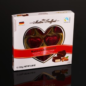 Конфеты марципановые Maître Truffout «Сердца» в тёмном шоколаде, 110 г