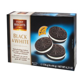 Печенье Cookies black & white из какао-бисквитов с ванильной начинкой, 176 г