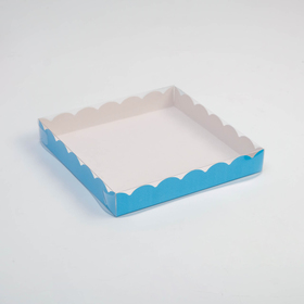 Коробочка для печенья с PVC крышкой, голубая, 18 х 18 х 3 см