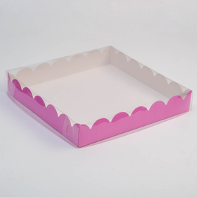 Коробочка для печенья с PVC крышкой, сиреневая, 35 х 35 х 6 см