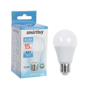 {{photo.Alt || photo.Description || 'Лампа светодиодная Smartbuy, Е27, А60, 15 Вт, 6000 К, холодный белый свет'}}