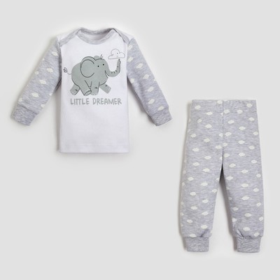 Set: sweater, pants Baby I Elephant, grey, height 62-68 cm