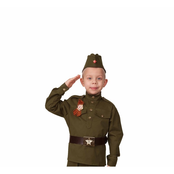 Карнавальный костюм «Солдат малютка», сорочка, головной убор, р. 28, рост 98 см - фото 2215073