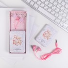 Набор наушники и павер банк, «Love», наушники вакуумные, павер банк 5000 mAh, 2 USB-разъёма Набор наушники и павер банк, «Love», наушники вакуумные, павер банк 5000 mAh, 2 USB-разъёма