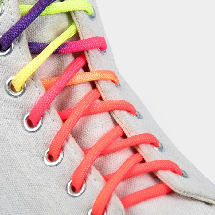 Шнурки для обуви, пара, круглые, 5 мм, 120 см, цвет «радужный»