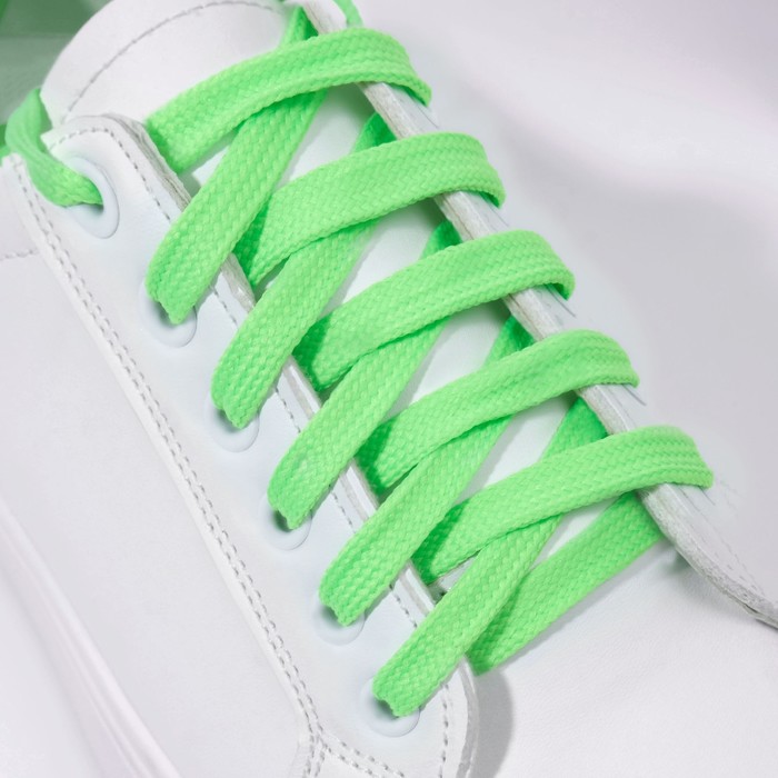 Шнурки для обуви, пара, плоские, 9 мм, 120 см, цвет зелёный