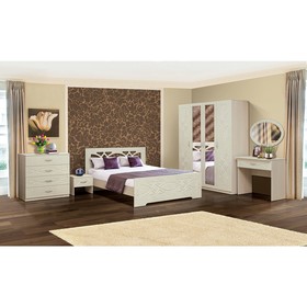 Спальня «Венеция 7.1», кровать 160 × 200, шкаф, 2 тумбочки, зеркало, стол туалетный, комод