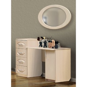 Стол туалетный «Венеция 1» с 4-мя ящиками, дверью и зеркало настенное, цвет дуб молочный