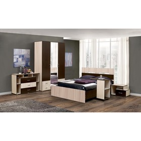 Спальня «Венеция 10», кровать 140 × 200 см, шкаф 3-х дверный, 2 тумбочки, комод, столик