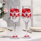 Set wedding glasses "Prague", handmade, white red, 6х6х20,5 cm, 2 PCs.
