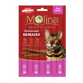 Жевательные колбаски Molina для кошек, курица/утка, 20 г 4928435