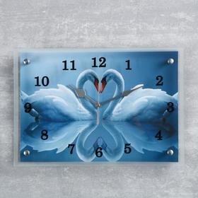 Часы настенные, серия: Животный мир, ′Два белых лебедя′, 25х35 см в Донецке