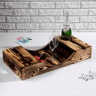 Поднос для вина под две бутылки, ручки-вырезы боковые, обожжённый, МАССИВ, 30×60 см Поднос для вина под две бутылки, ручки-вырезы боковые, обожжённый, МАССИВ, 30×60 см