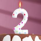 Свеча в торт на день рождения «Конфетти», цифра "2" , ГИГАНТ, 9 см - фото 1019054