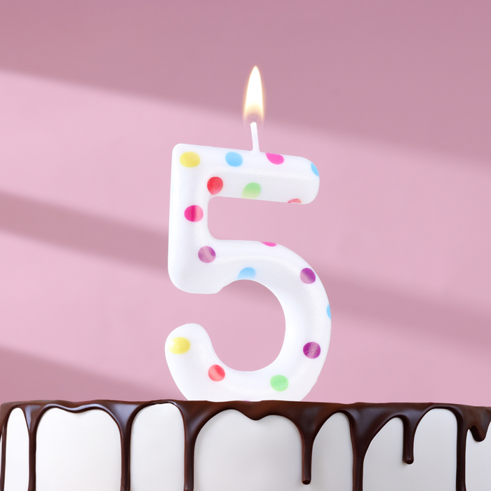 Свеча в торт на день рождения «Конфетти», цифра "5" , ГИГАНТ, 9 см - фото 798503809