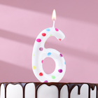 Свеча в торт на день рождения «Конфетти», цифра "6" , ГИГАНТ, 9 см - фото 1019062
