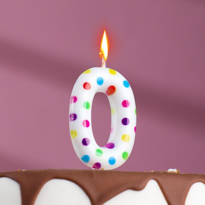 Свеча в торт на день рождения «‎Цветное конфетти»‎, цифра "0", 5.5 см - фото 838163