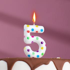 Свеча в торт на день рождения «‎Цветное конфетти»‎, цифра "5", 5.5 см