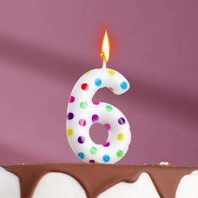 Свеча в торт на день рождения «‎Цветное конфетти»‎, цифра "6", 5.5 см