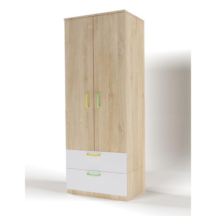 Шкаф 2-х дверный с ящиками «Стайл», 800 × 550 × 2110 мм, цвет дуб сонома / белый