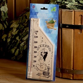 Термометр для бани и сауны деревянный, с картинкой, до 150°C, 26,5×11 см, МИКС